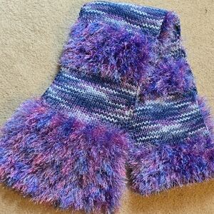 Purple and Blue Knit Scarf